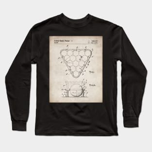 Pool Rack Patent - Pool Player Billiards Home Bar Art - Antique Long Sleeve T-Shirt